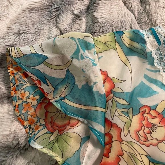 Vintage Y2K Sangria Blue Floral Midi Dress Size 6 - Picture 9 of 9